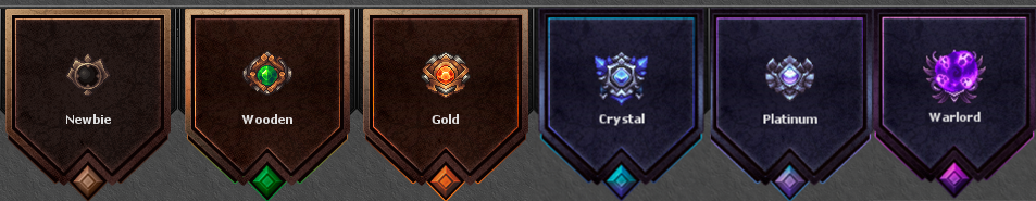 Badges das divisões — Newbie a Warlord
